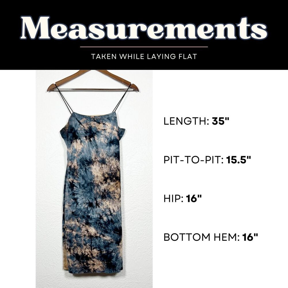 Bear Dance Women's Large Boho Tie Dye Lined Bodycon Spaghetti Strap Mini Dress - Picture 16 of 16